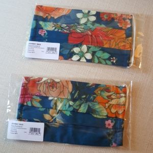 Johnny Was pair of two cotton face masks blue